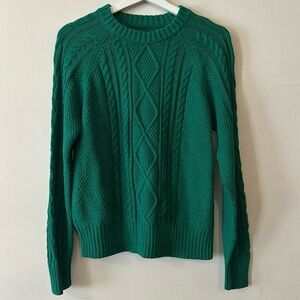 Gap Cable Knit Crewneck Cotton Sweater in Holiday Green
